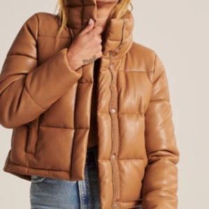Vegan Leather Mini Puffer Jacket